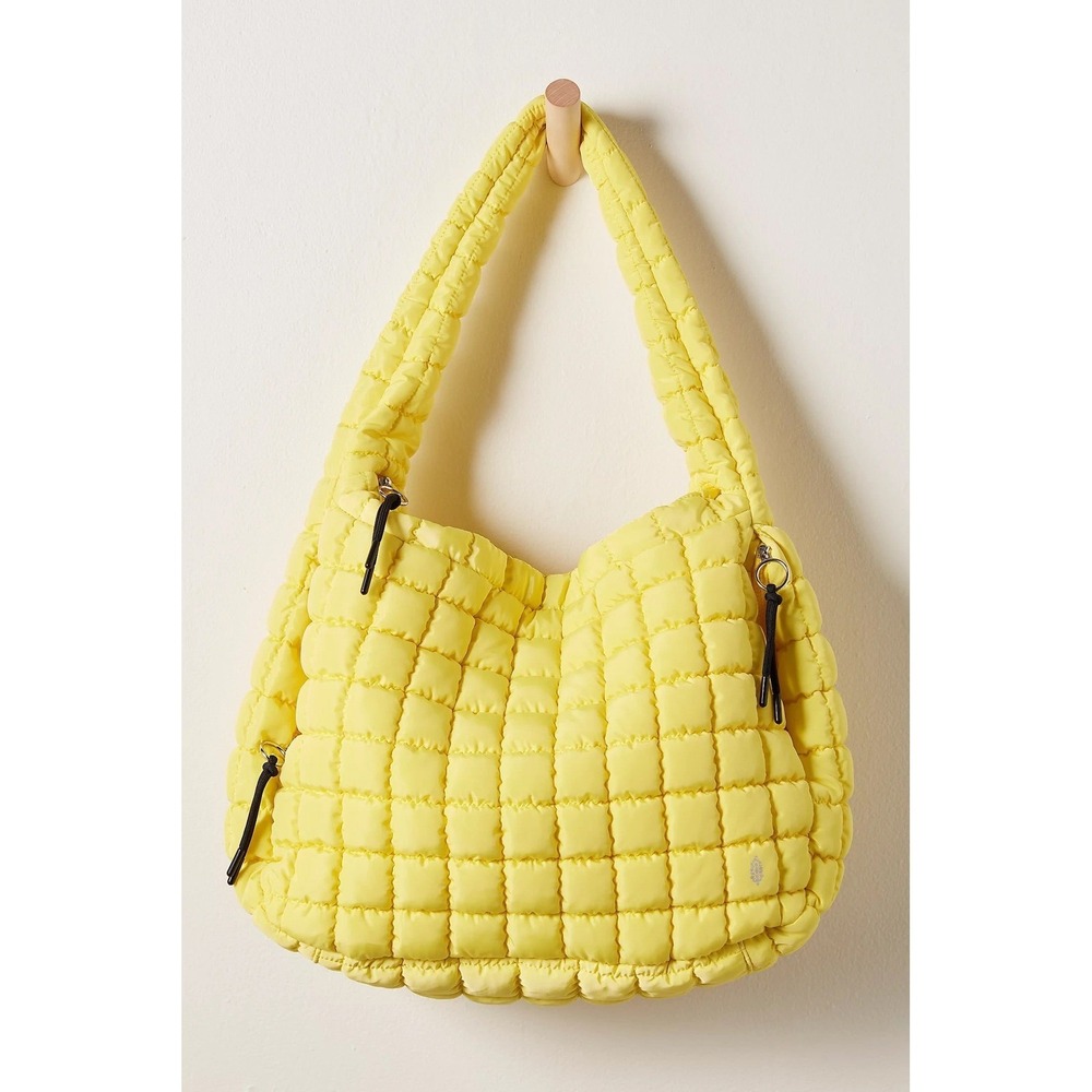 Free People Movement RARE Quilted Carryall Bag Sour Citrus Yellow Puffer NWT